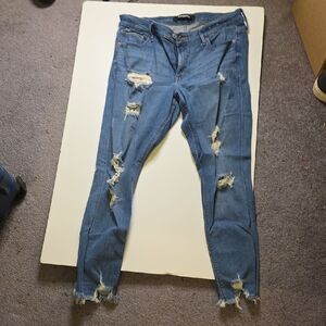 Express Ripped Blue Skinny Jeans